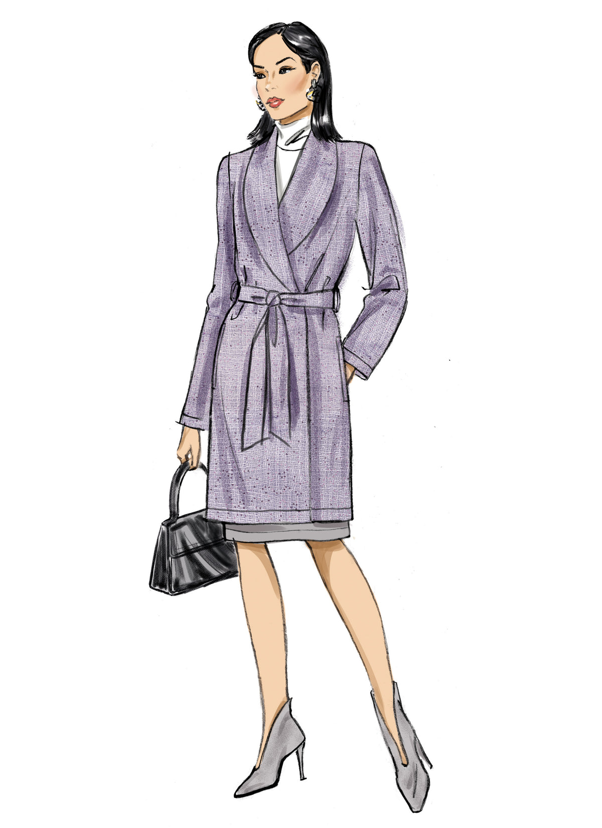 Butterick B6965 sewing pattern envelope showing a loose-fitting jacket in two lengths