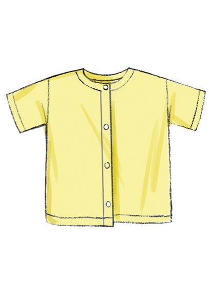 Butterick B6968 sewing pattern envelope showing loose-fitting baby buntings and a jumpsuit