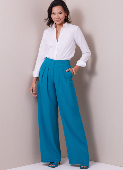 Butterick B6973 sewing pattern envelope showing wide leg and cropped trousers