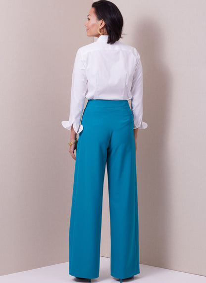 Butterick B6973 sewing pattern envelope showing wide leg and cropped trousers