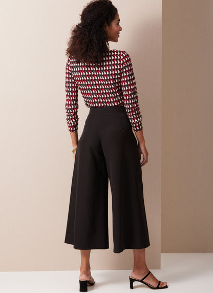 Butterick B6973 sewing pattern envelope showing wide leg and cropped trousers