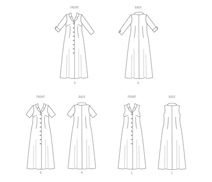 Butterick B6974 sewing pattern envelope showing a classic fit shirtdress