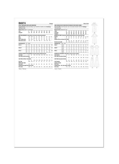 Butterick B6974 sewing pattern envelope showing a classic fit shirtdress