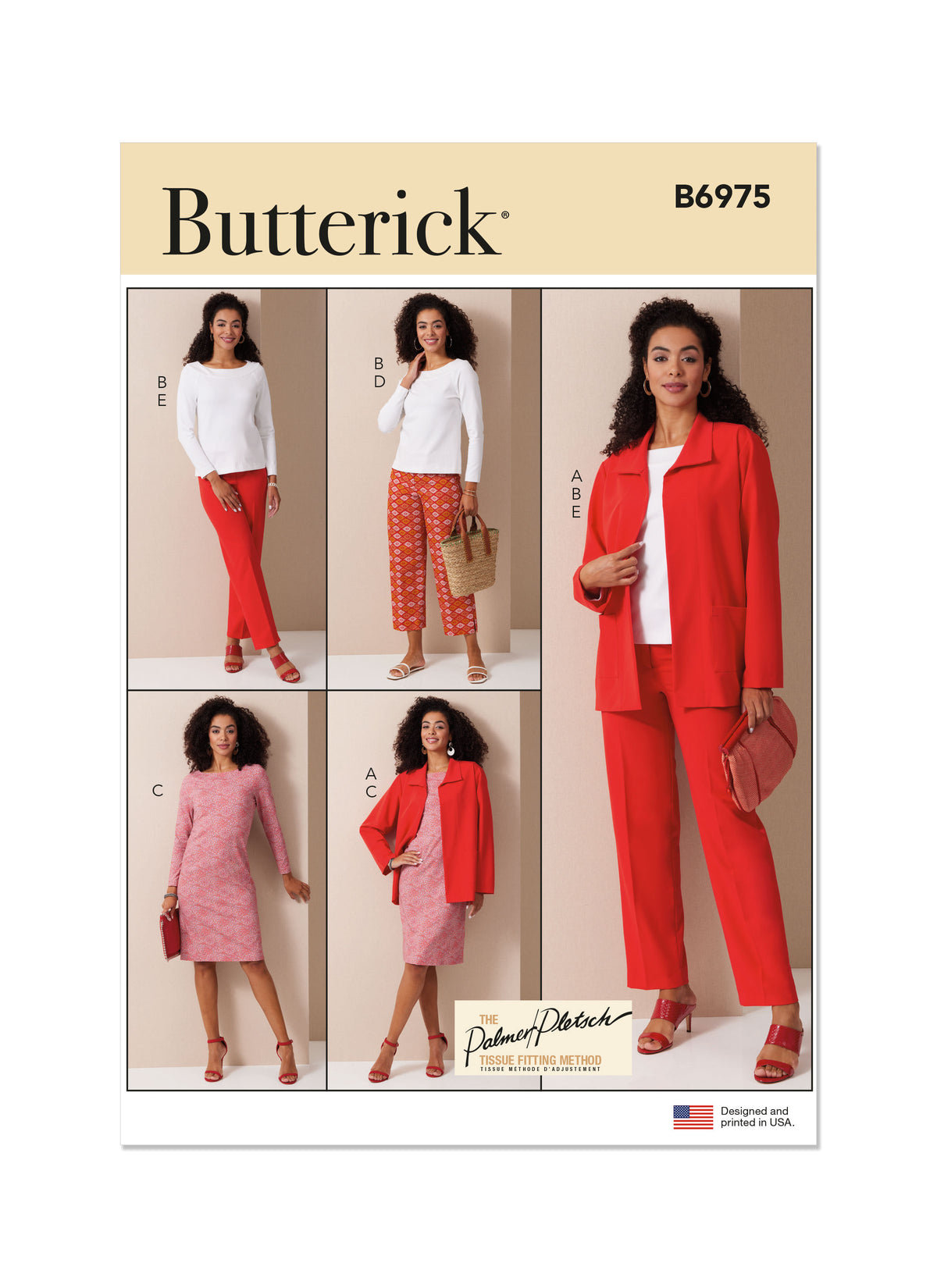 Butterick B6975 sewing pattern envelope showing a jacket with front patch pockets