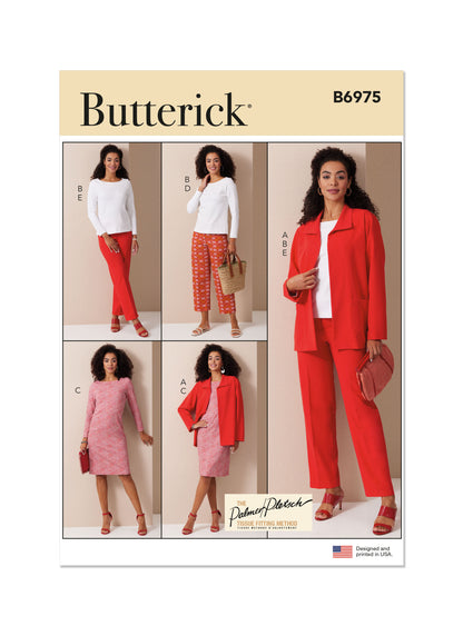 Butterick B6975 sewing pattern envelope showing a jacket with front patch pockets