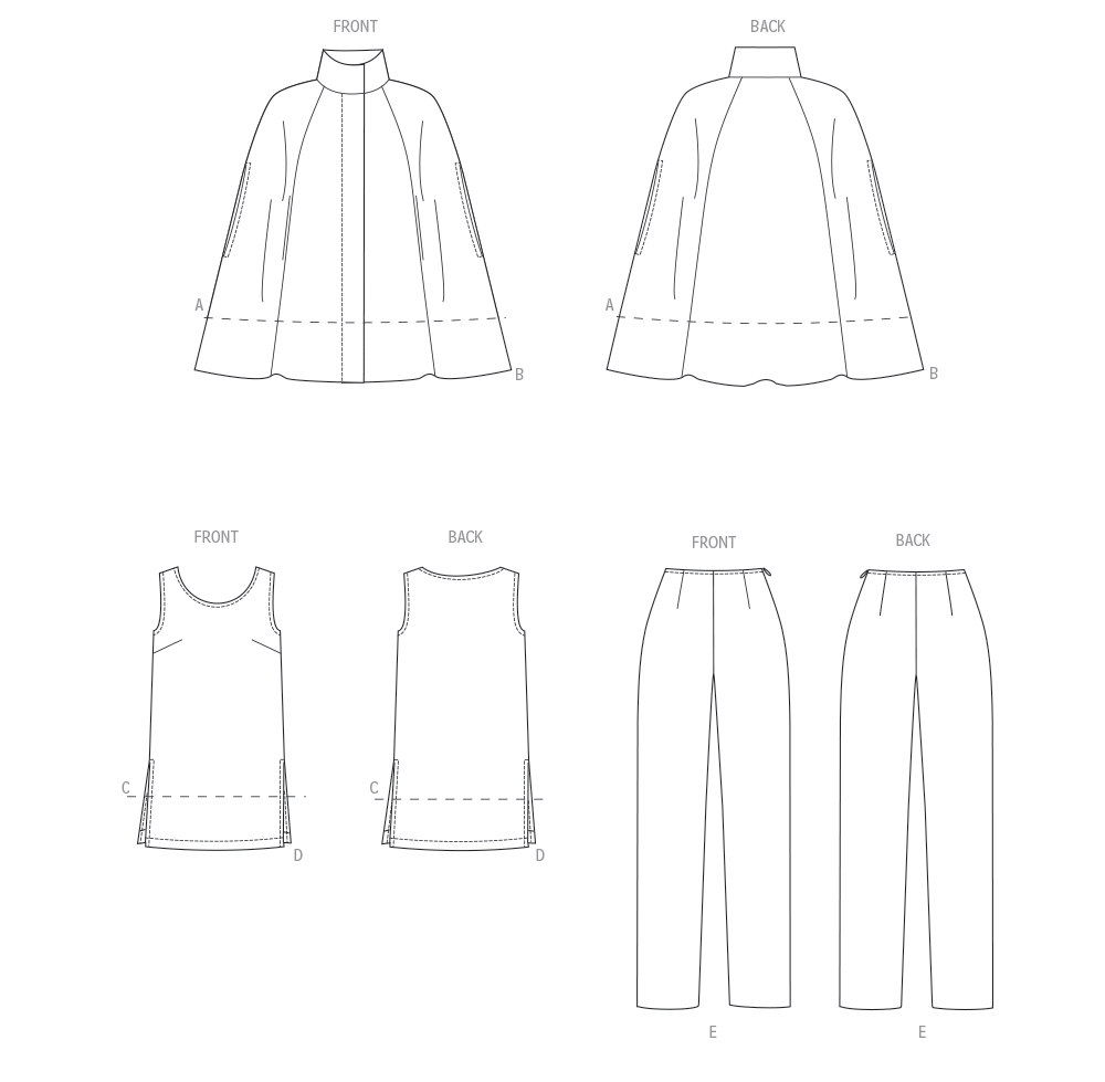 Butterick B6978 sewing pattern envelope showing lined capes