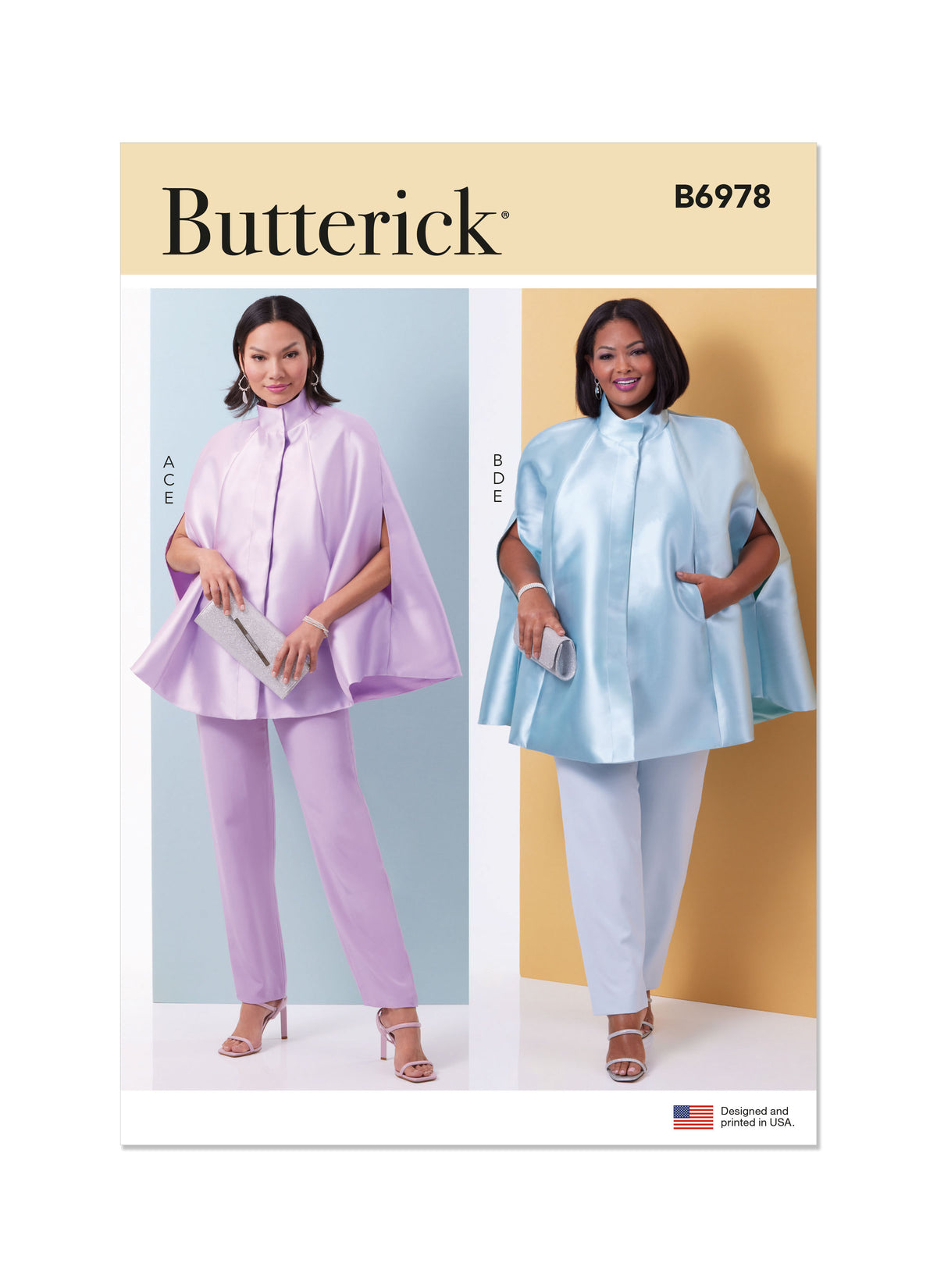 Butterick B6978 sewing pattern envelope showing lined capes