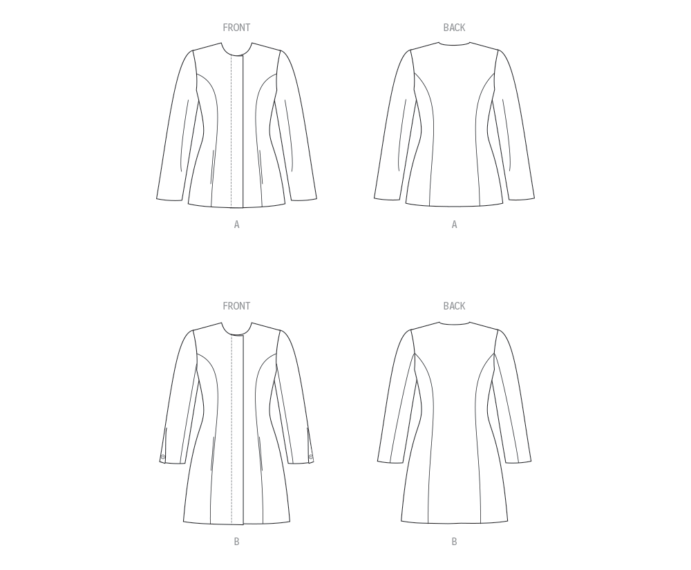Butterick B6979 sewing pattern envelope showing fitted, lined jackets