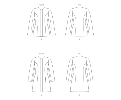 Butterick B6979 sewing pattern envelope showing fitted, lined jackets