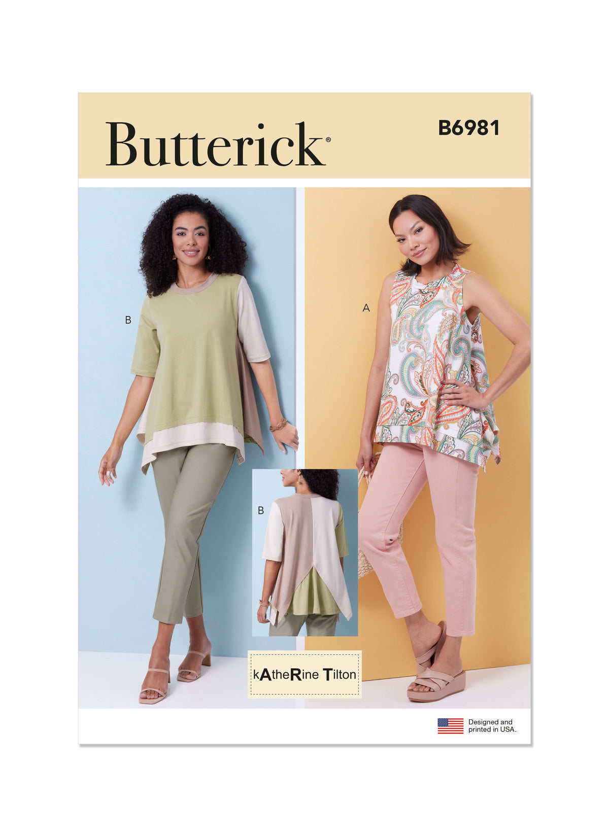 Butterick B6981 sewing pattern envelope showing tunic tops