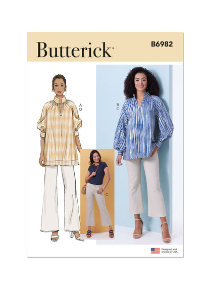 Butterick B6982 sewing pattern envelope showing a very loose-fitting pullover tunic