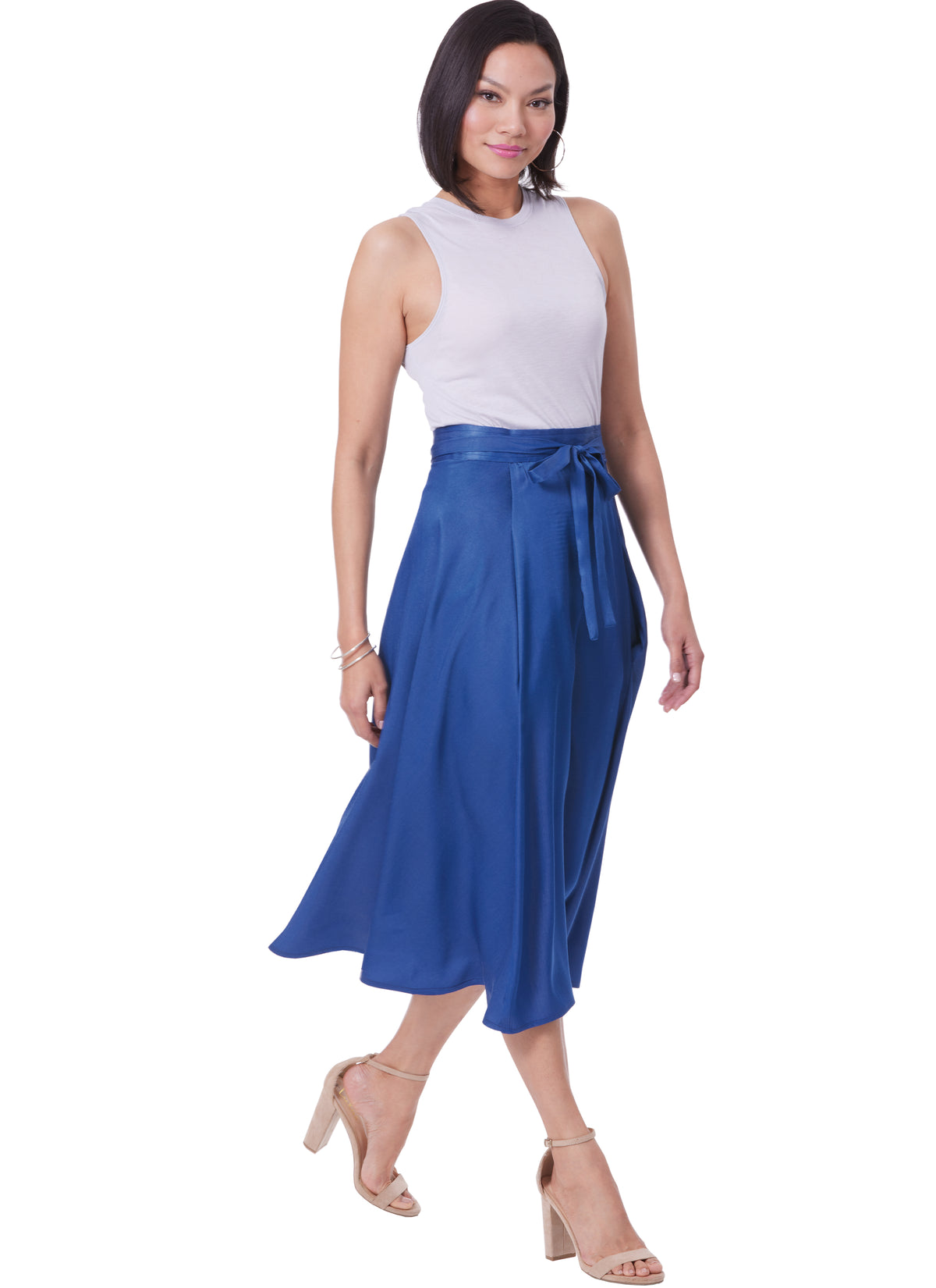 Butterick B6986 sewing pattern envelope showing a vintage 1970s Wrap-and-Go skirt