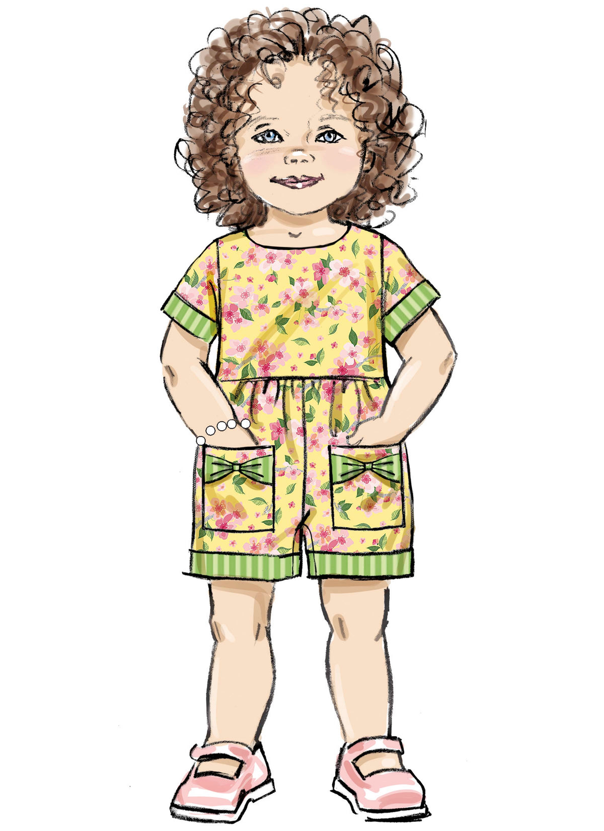 Butterick B6987 sewing pattern envelope showing toddler dresses and rompers