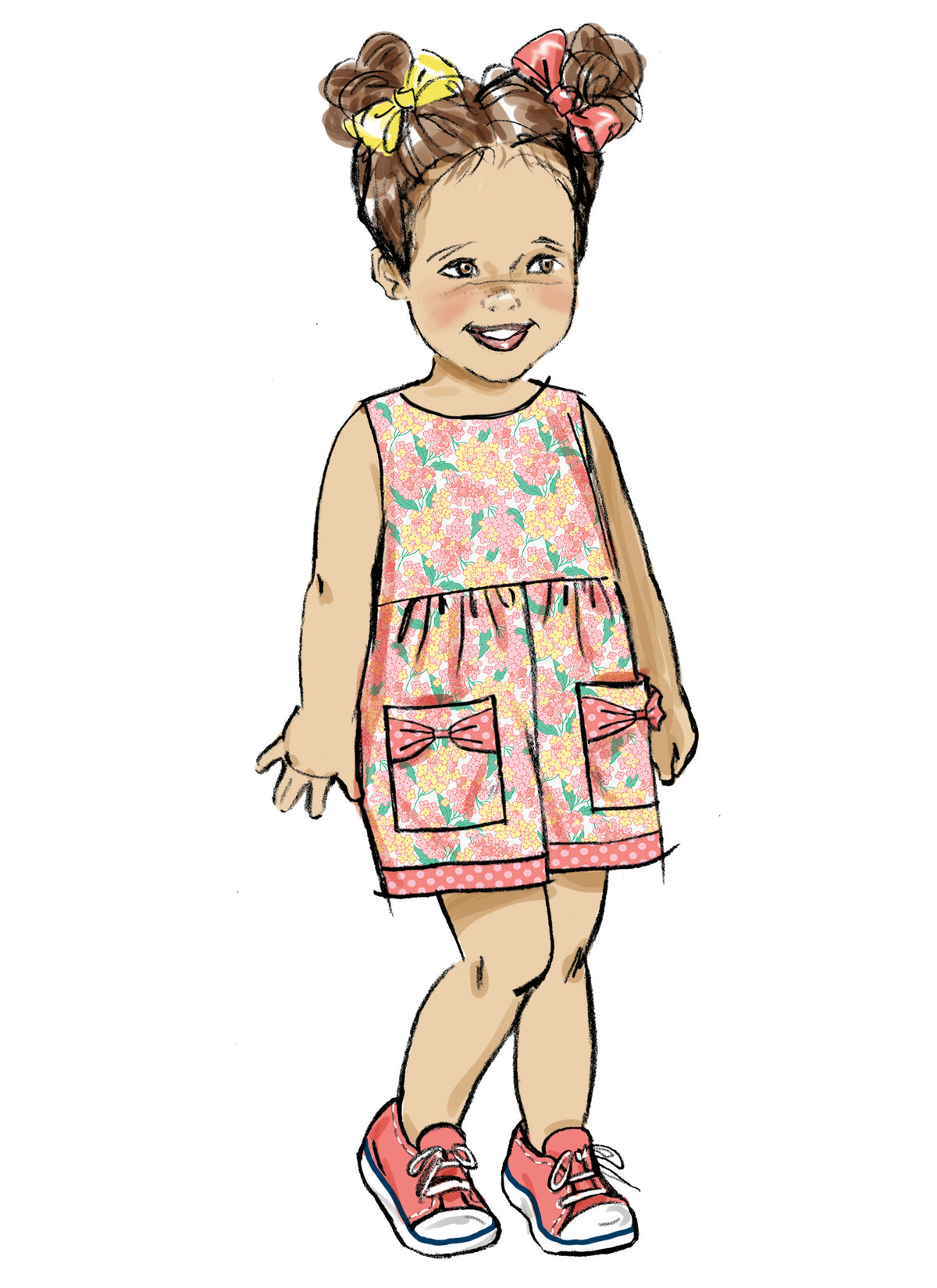 Butterick B6987 sewing pattern envelope showing toddler dresses and rompers