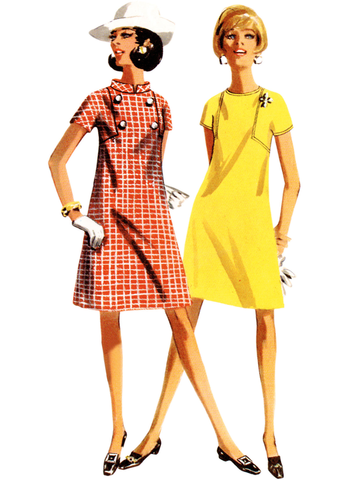 Butterick B6990 sewing pattern envelope showing a vintage 1960s one-piece dress