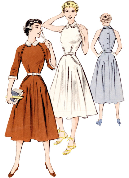 Butterick B6992 sewing pattern envelope showing 1950s dress designs