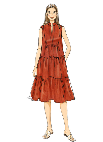Butterick B6993 sewing pattern envelope showing tiered dress designs