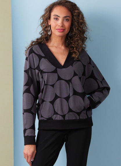 Butterick B6996 sewing pattern envelope showing crossover top designs