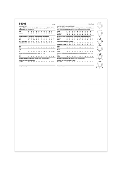 Butterick B6996 sewing pattern envelope showing crossover top designs