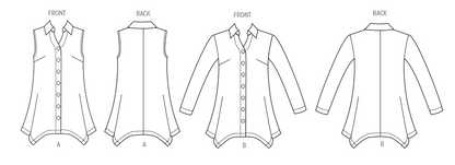 Butterick B6997 sewing pattern envelope showing knit shirt designs