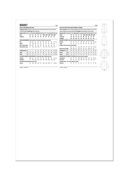 Butterick B6997 sewing pattern envelope showing knit shirt designs