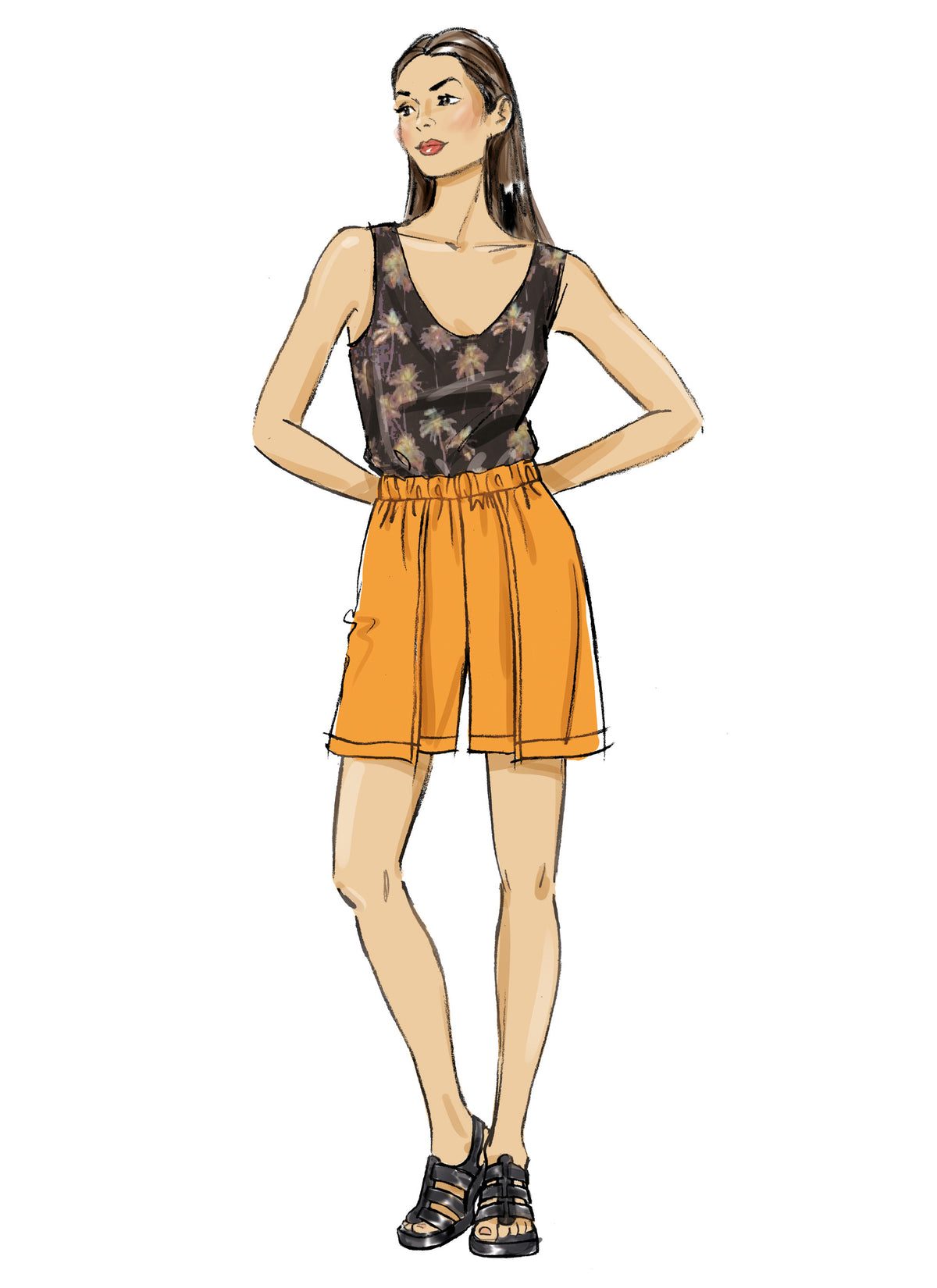 Butterick B7000 sewing pattern envelope showing wrap shorts and trousers designs
