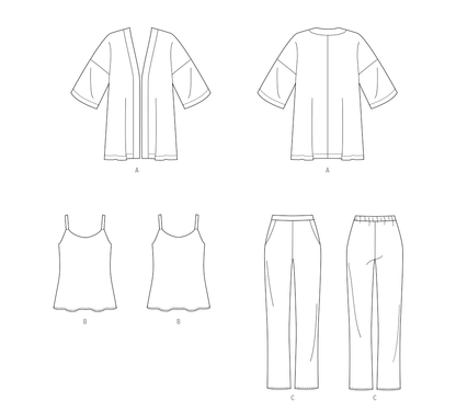 Butterick B7001 sewing pattern envelope showing loose jacket designs