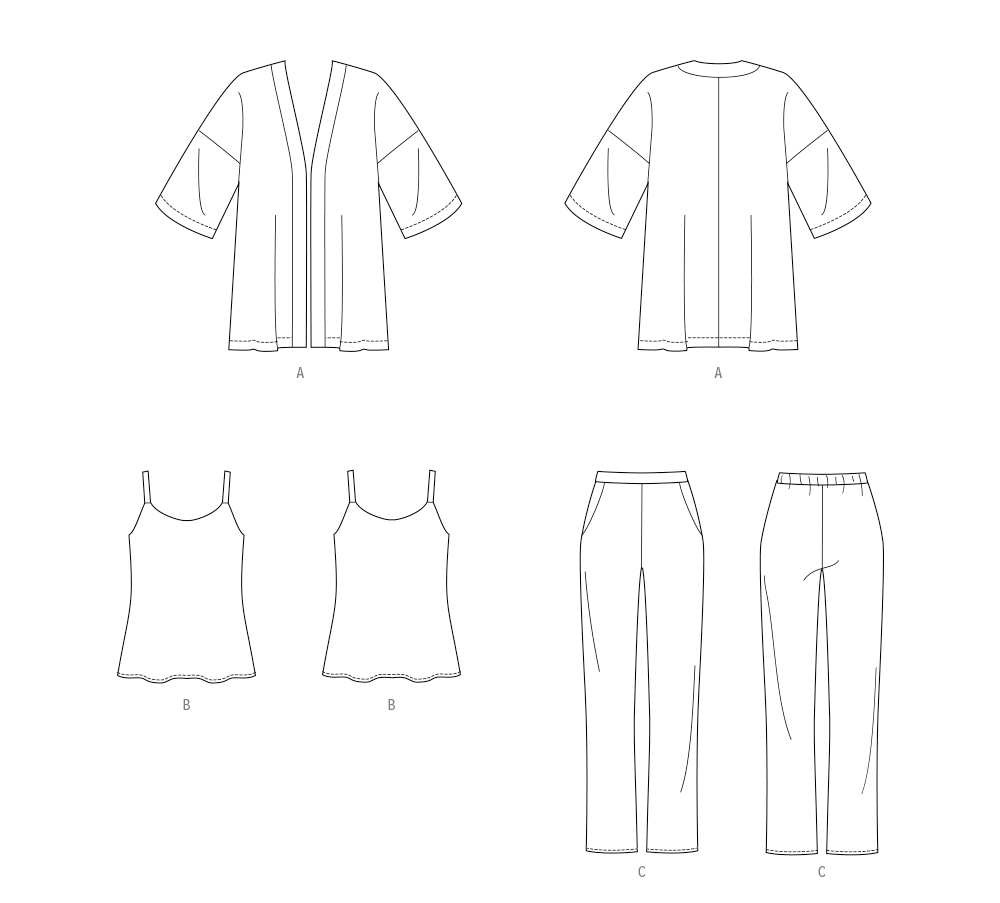 Butterick B7001 sewing pattern envelope showing loose jacket designs