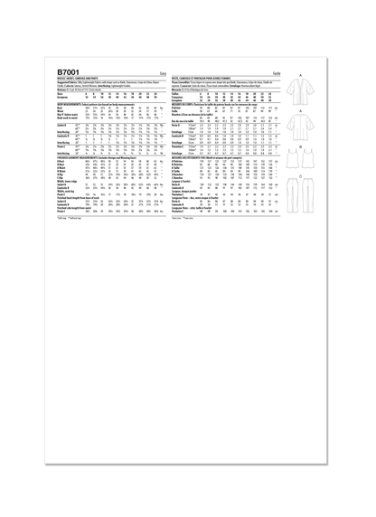 Butterick B7001 sewing pattern envelope showing loose jacket designs