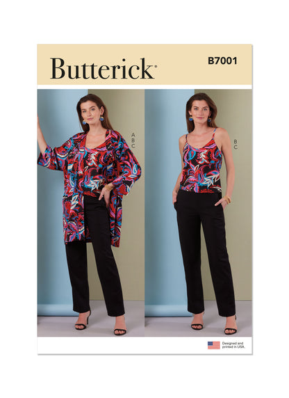 Butterick B7001 sewing pattern envelope showing loose jacket designs