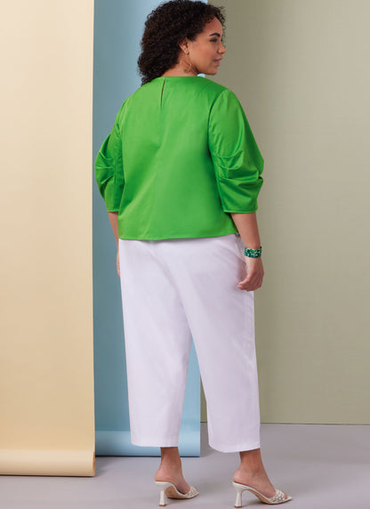 Butterick B7002 sewing pattern envelope showing puff sleeve top designs