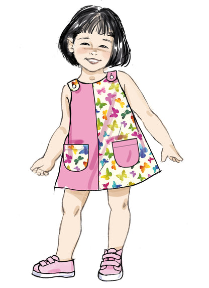 Butterick B7003 sewing pattern envelope showing toddler dress designs