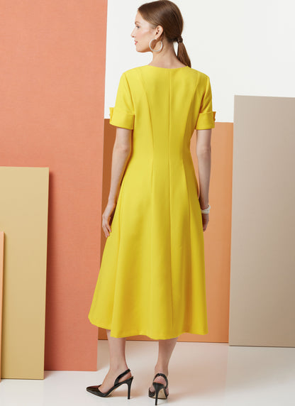 Butterick B7005 sewing pattern envelope showing fit and flare dress designs