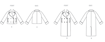 Butterick B7007 sewing pattern envelope showing jacket and coat designs