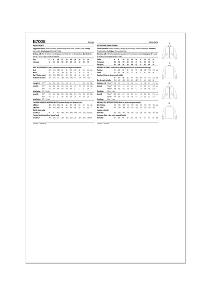 Butterick B7008 sewing pattern envelope showing bomber jacket designs