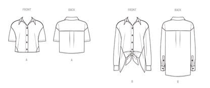 Butterick B7011 sewing pattern envelope showing button-down shirt designs