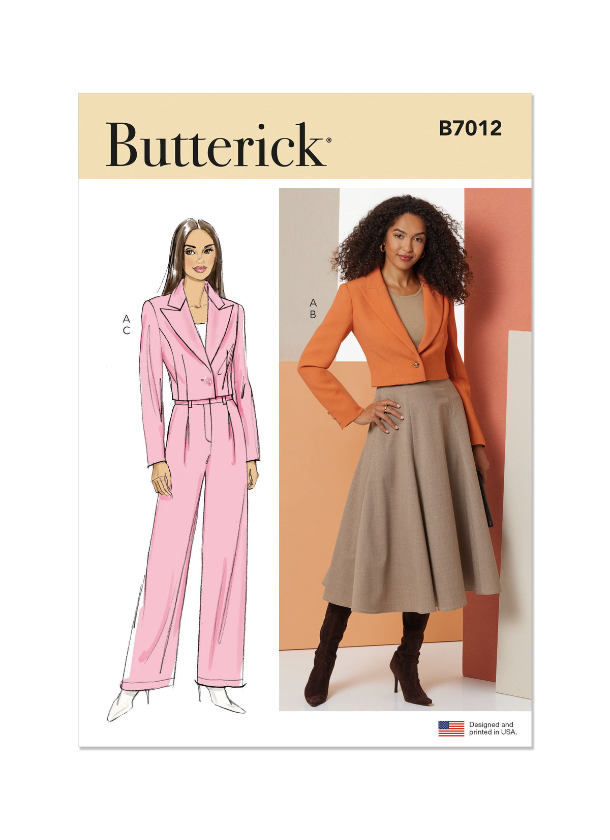 Butterick B7012 sewing pattern envelope showing lined jacket designs