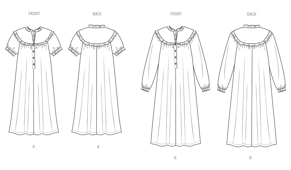 Butterick B7015 sewing pattern envelope showing misses' nightgown designs