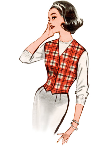 Butterick B7018 sewing pattern envelope showing vintage 1960s vest designs