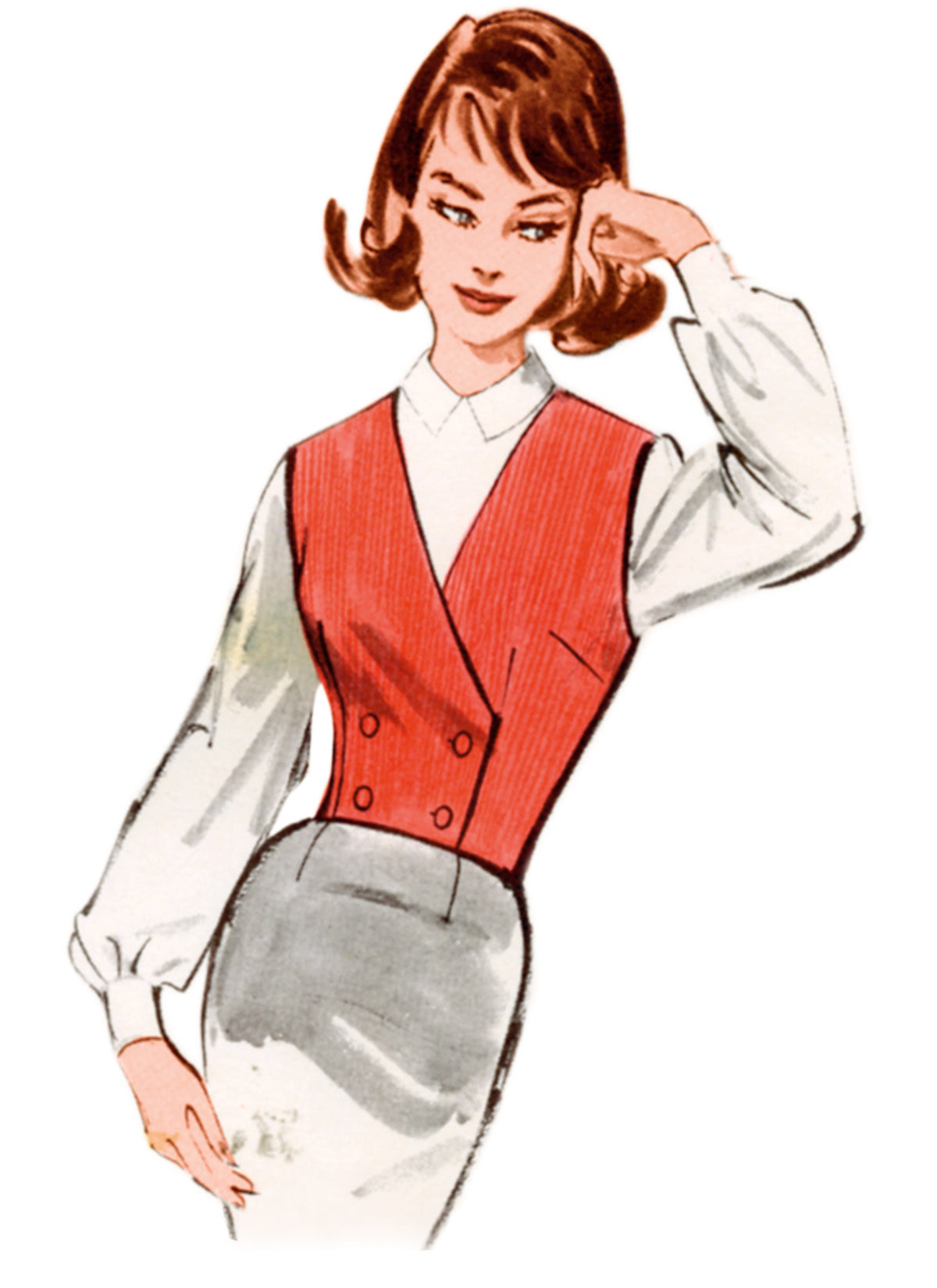 Butterick B7018 sewing pattern envelope showing vintage 1960s vest designs