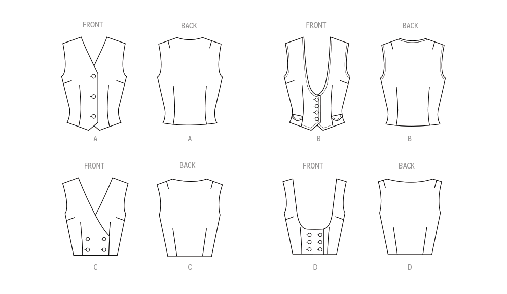 Butterick B7018 sewing pattern envelope showing vintage 1960s vest designs