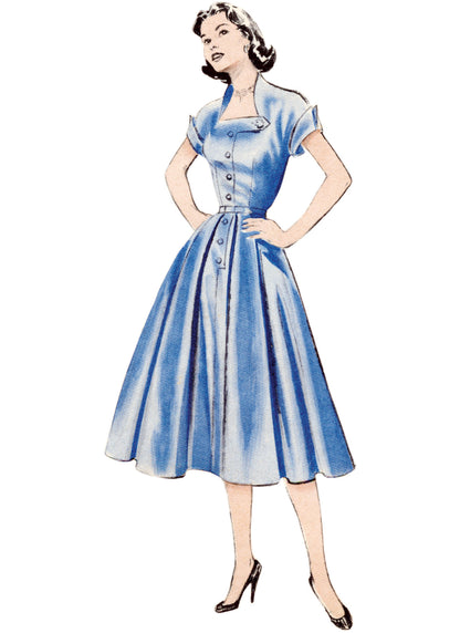 Butterick B7019 sewing pattern envelope showing vintage 1950s dress designs