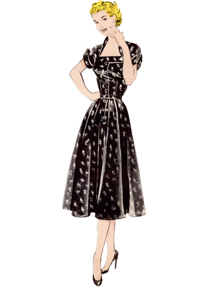 Butterick B7019 sewing pattern envelope showing vintage 1950s dress designs