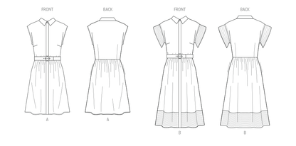 Butterick B7021 sewing pattern envelope showing misses' dress designs