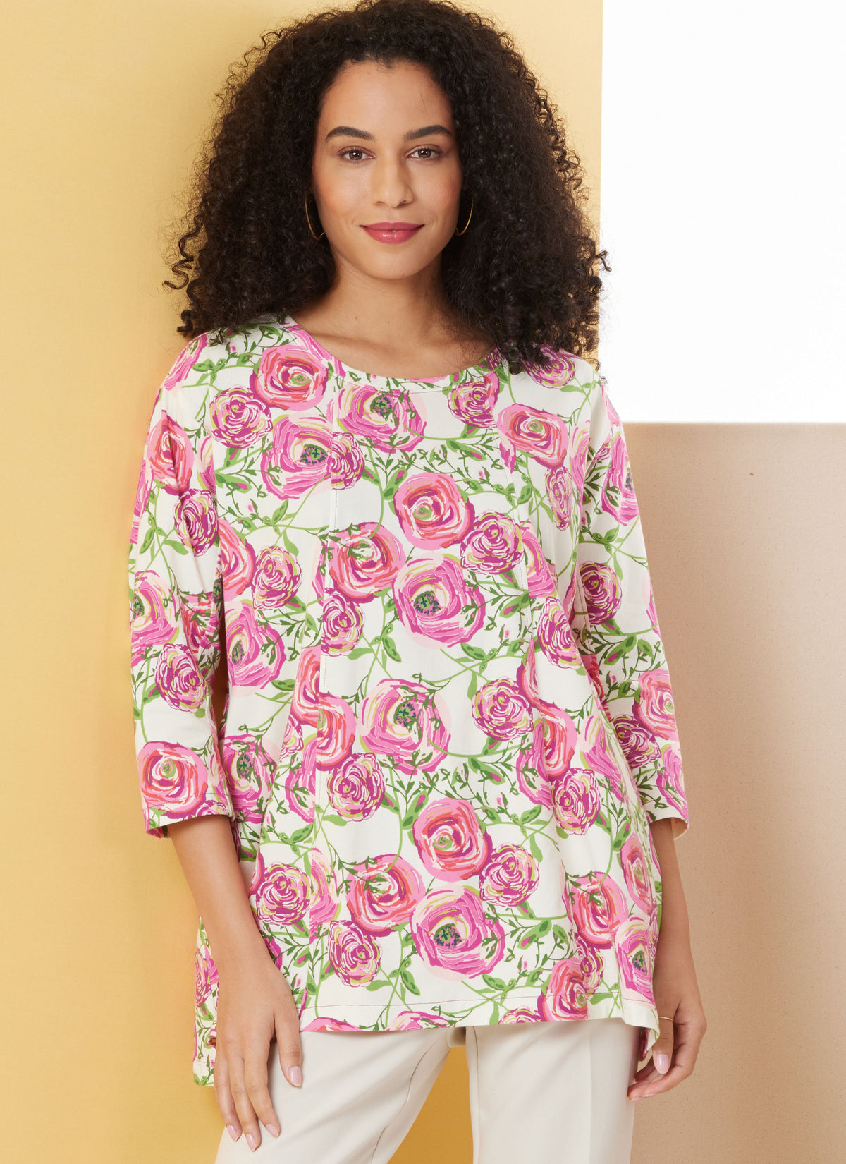Butterick B7023 sewing pattern envelope showing misses' knit tunic designs