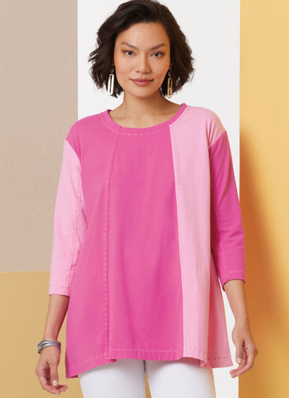 Butterick B7023 sewing pattern envelope showing misses' knit tunic designs