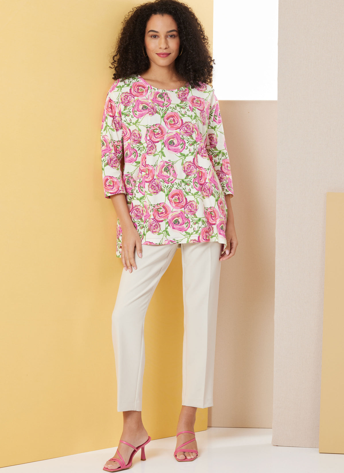 Butterick B7023 sewing pattern envelope showing misses' knit tunic designs