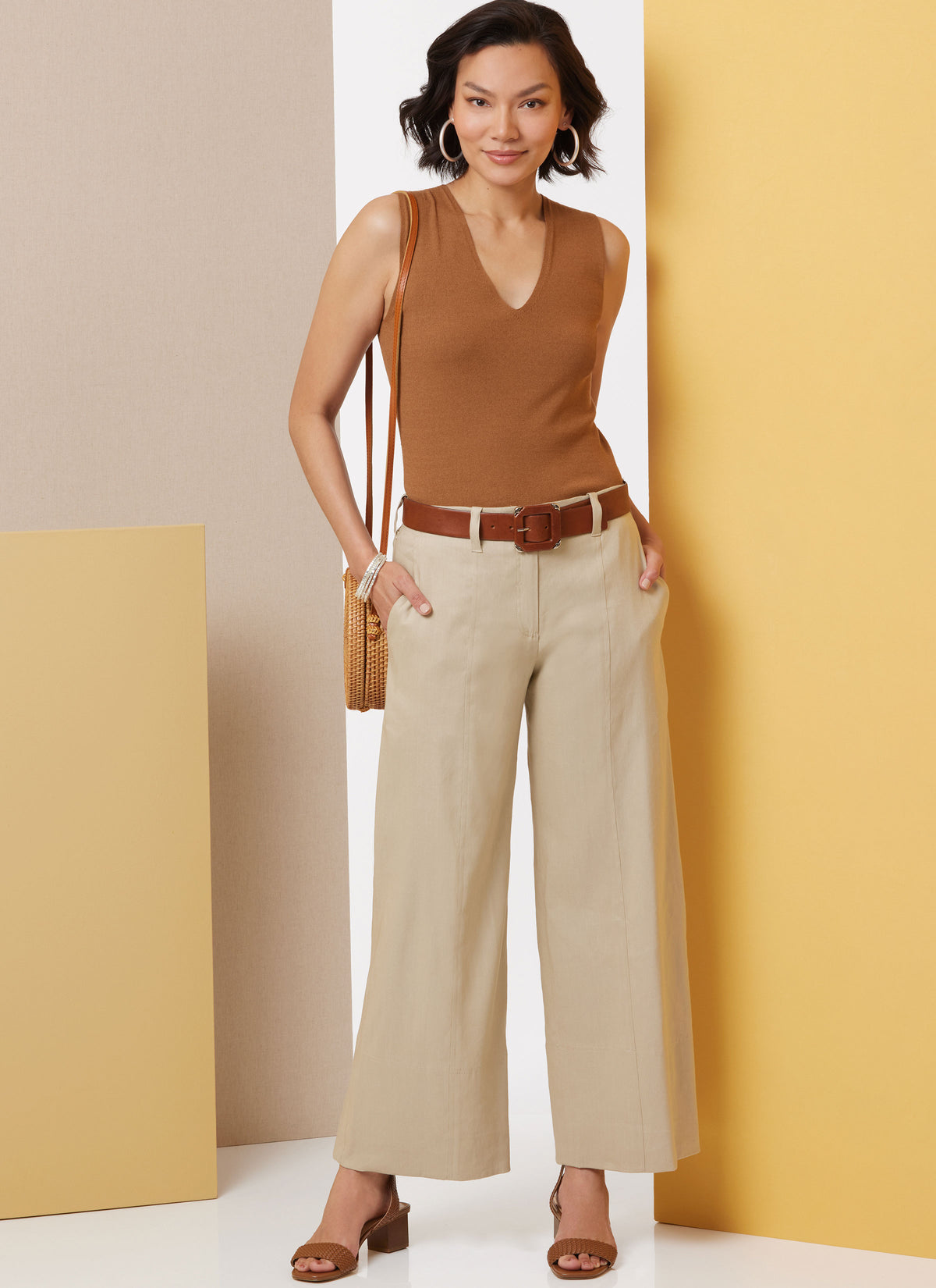 Butterick B7024 sewing pattern envelope showing misses' wide leg trousers designs