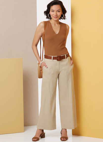 Butterick B7024 sewing pattern envelope showing misses' wide leg trousers designs
