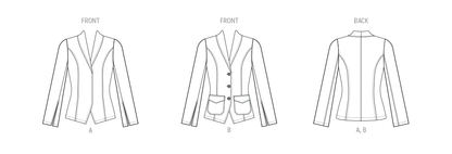 Butterick B7026 sewing pattern envelope showing misses' jacket designs